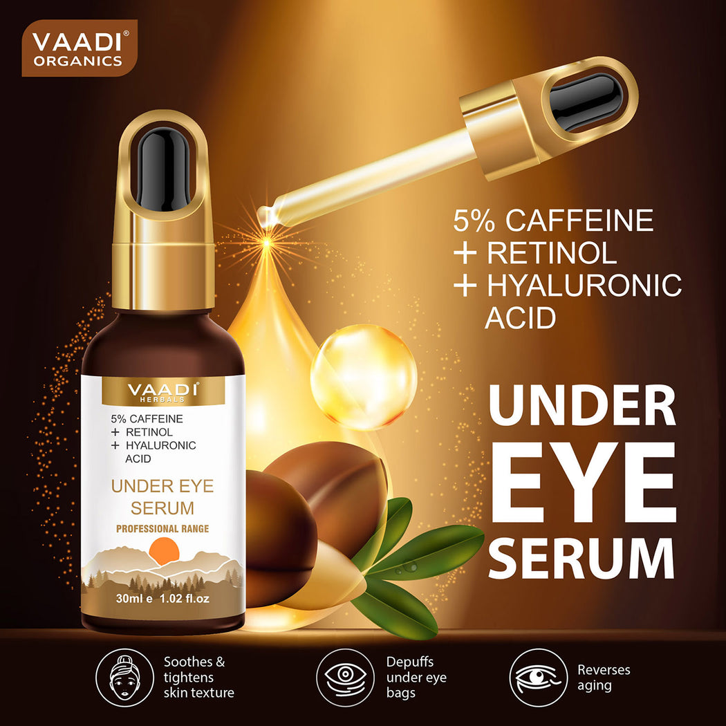 Organic Under Eye Serum With 5% Caffeine & Retinol & Hyaluronic Acid (30 gms / 1.02 fl.oz)