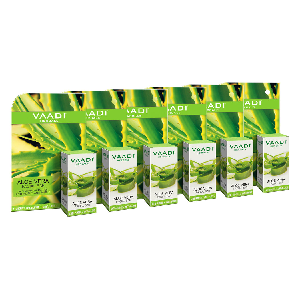Organic Aloe Vera Facial Bar with Tea Tree and Honey - Reduces Acne - Keeps Skin Infection Free (6 x 25 gms/0.9 oz)