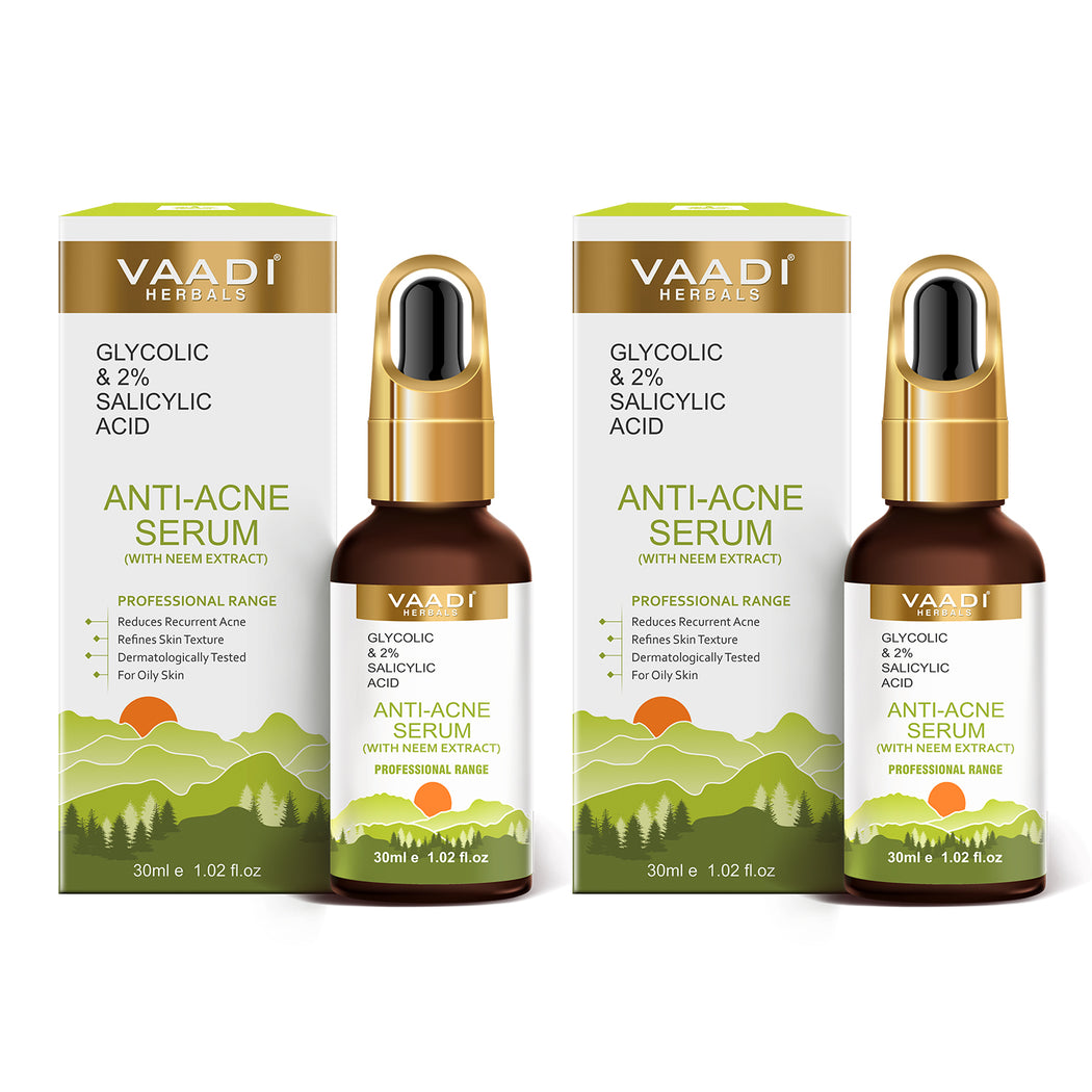 Organic Anti-Acne Serum With Glycolic & 2% Salicylic Acid (30 gms / 1.02 fl.oz) (Pack of 2)