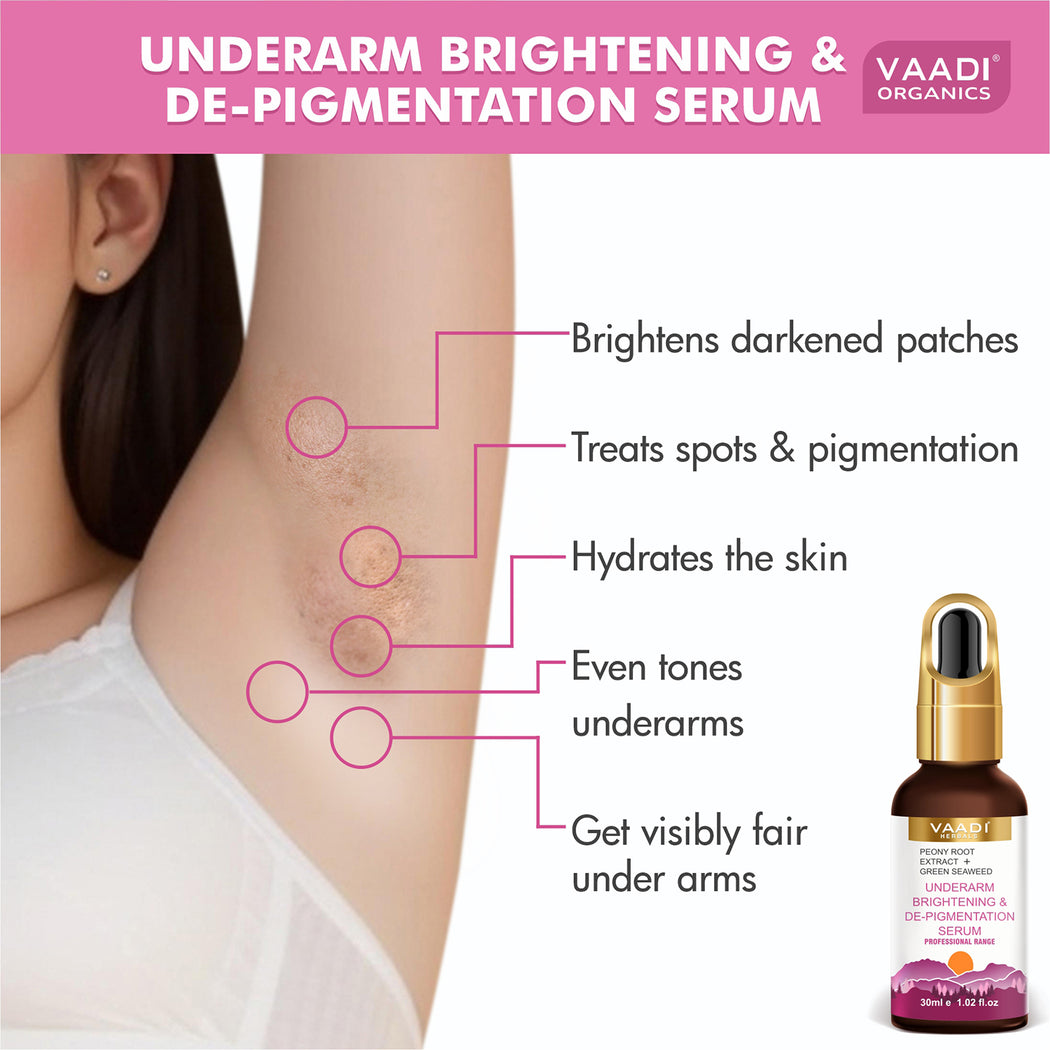 Organic Underarm Brightening & De-Pigmentation Serum With Peony Root Extract & Green Seaweed (30 gms / 1.02 fl.oz)