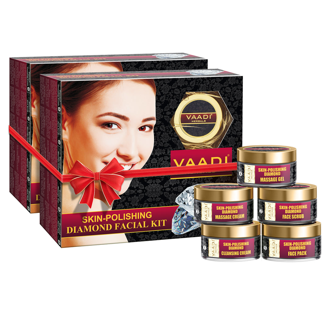 Skin Polishing Organic Diamond Facial Kit - Removes Dead Skin - Makes Skin Luminous (270 gms/ 9.6 oz) Buy1 Get 1 Free