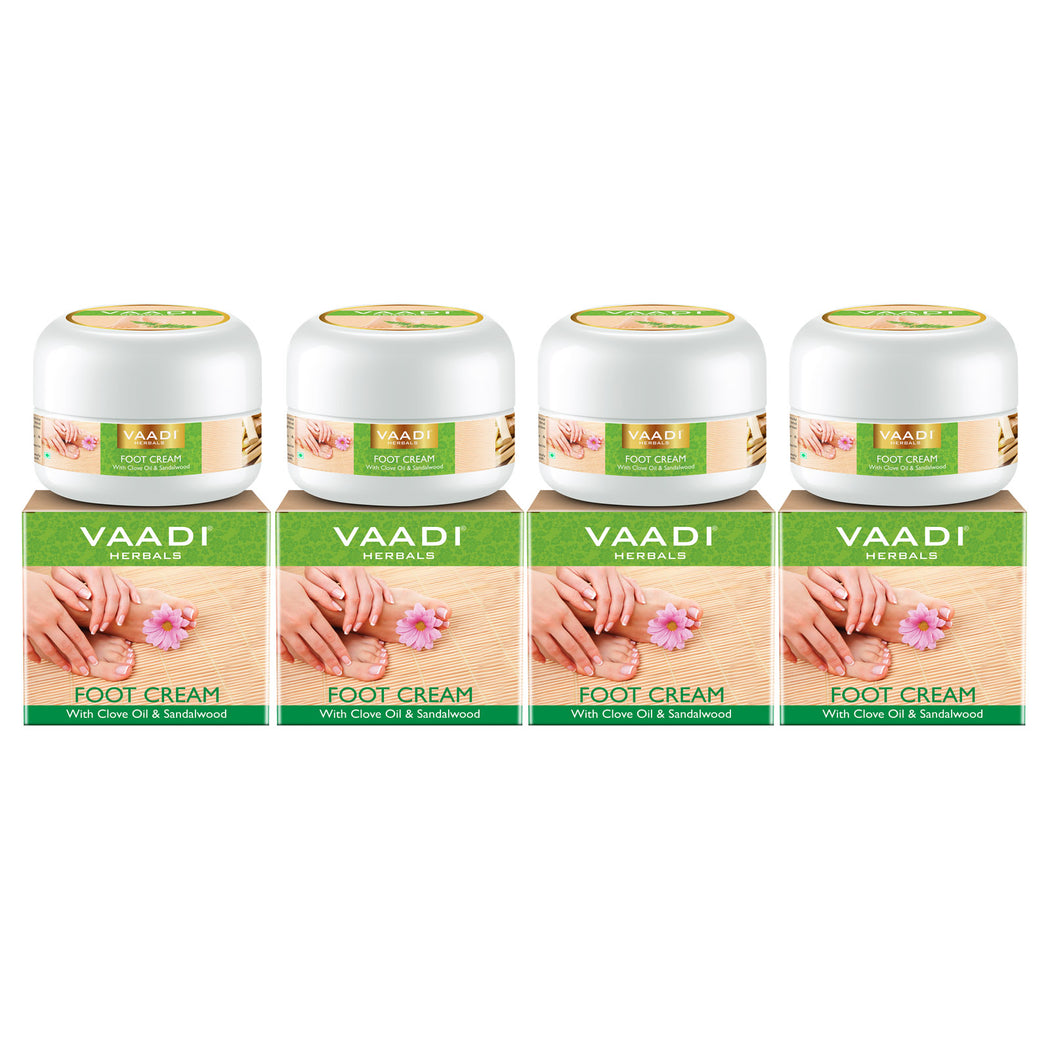 Organic Foot Cream with Clove & Sandalwood Oil - Softens Dry & Cracked Feet - Deep Moisturises (4 x 30 gms / 1.1 oz)