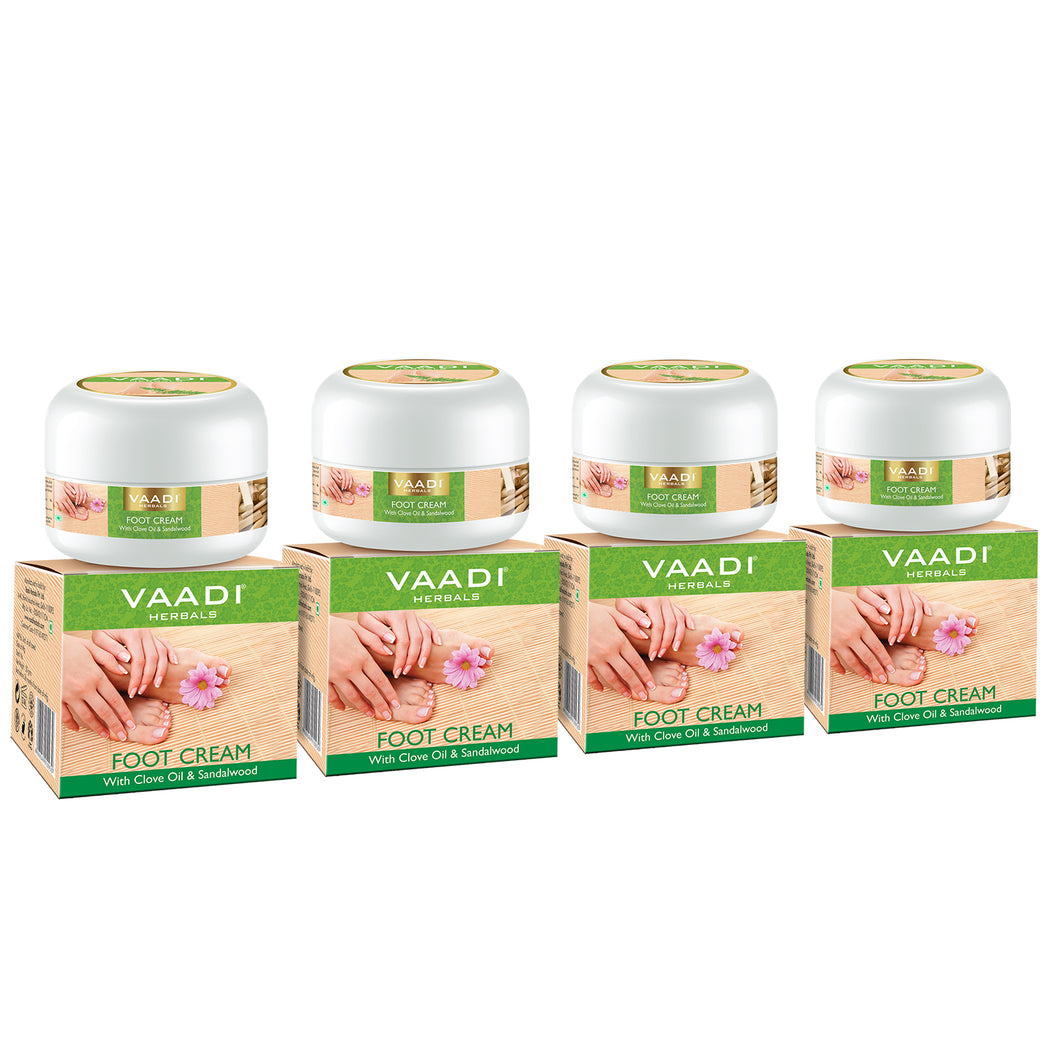 Organic Foot Cream with Clove & Sandalwood Oil - Softens Dry & Cracked Feet - Deep Moisturises (4 x 30 gms / 1.1 oz)