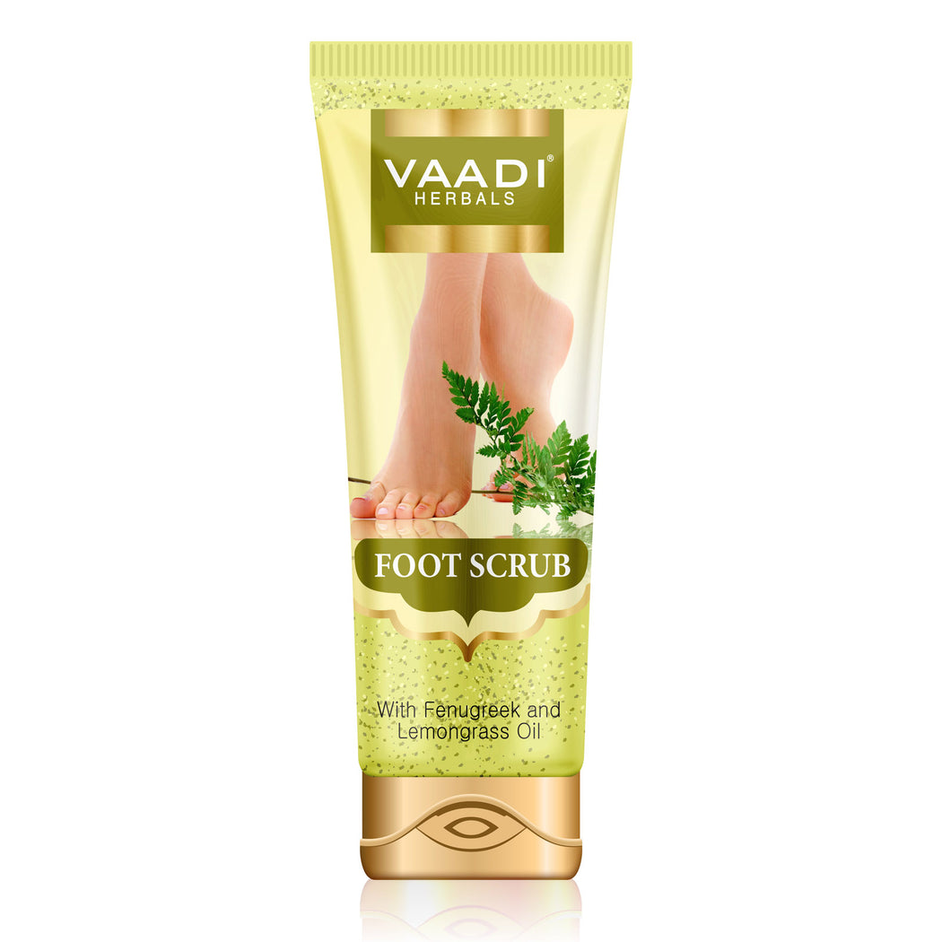 Organic Foot Scrub with Fenugreek & Lemongrass Oil - Therapeutic Exfoliates - Rejuvenates Damaged Skin - Softens Skin (110 gms / 4 oz)
