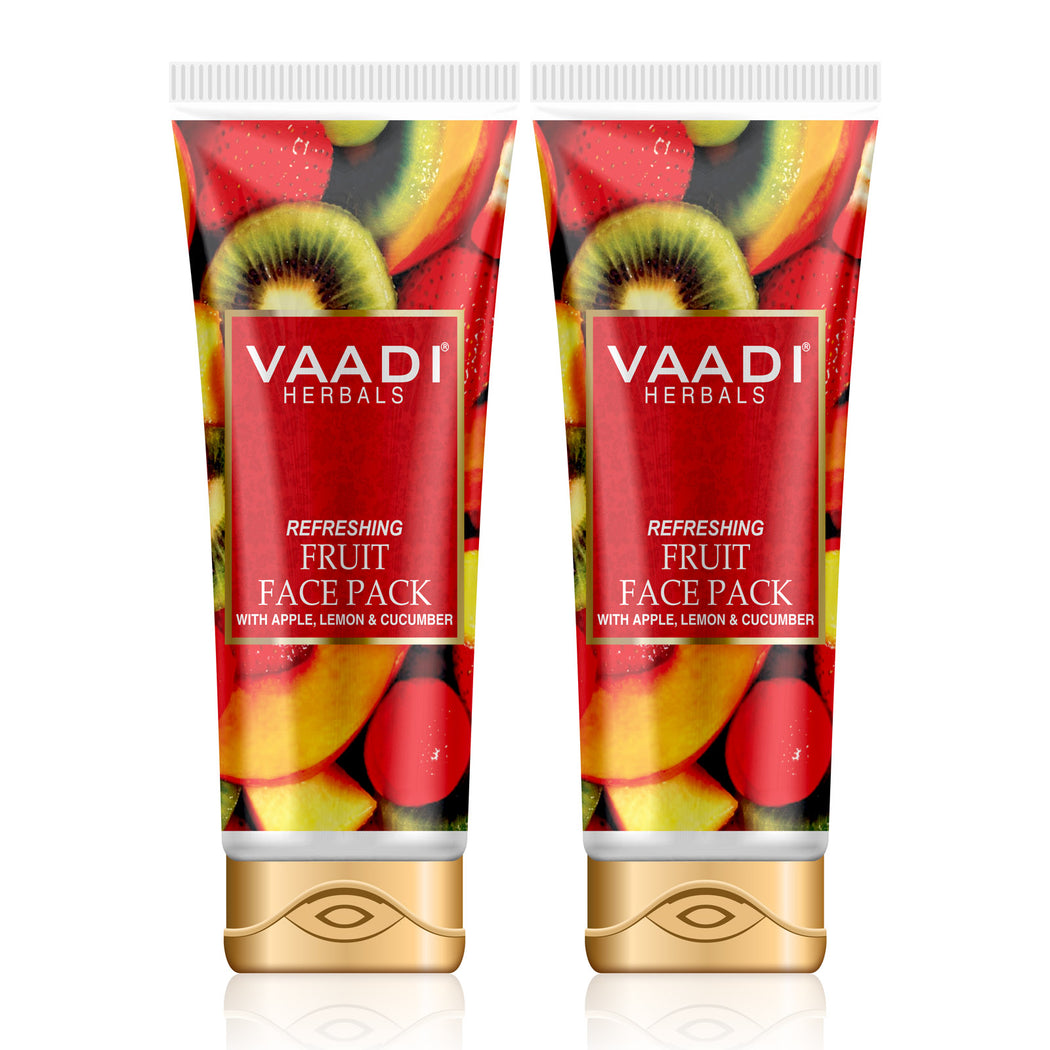 Refreshing Organic Fruit Face Pack with Apple, Lemon & Cucumber - Protects & Revitalizes Skin (2 x 120 gms/ 4.3 oz)