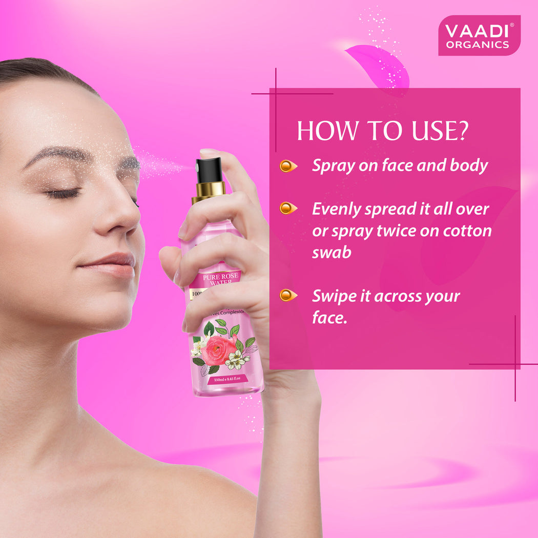 Pack of 2 - Rose Water And Lavender Water - 100% Natural & Pure (250 ml x 2)