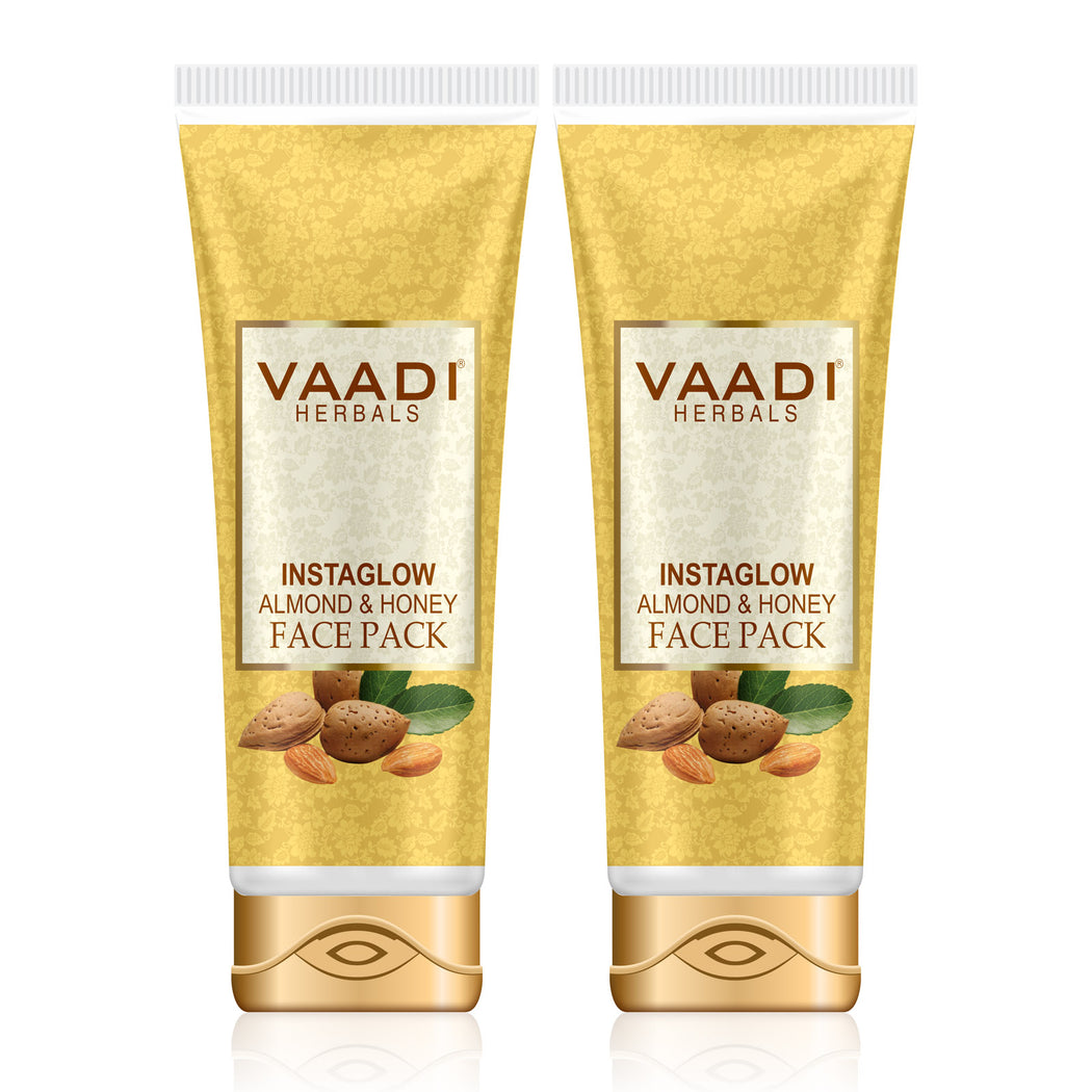 Organic InstaGlow Face Pack with Almond & Honey - Lightens Pigmentation - Gives Instant Glow (2 x 120 gms /4.3 oz)