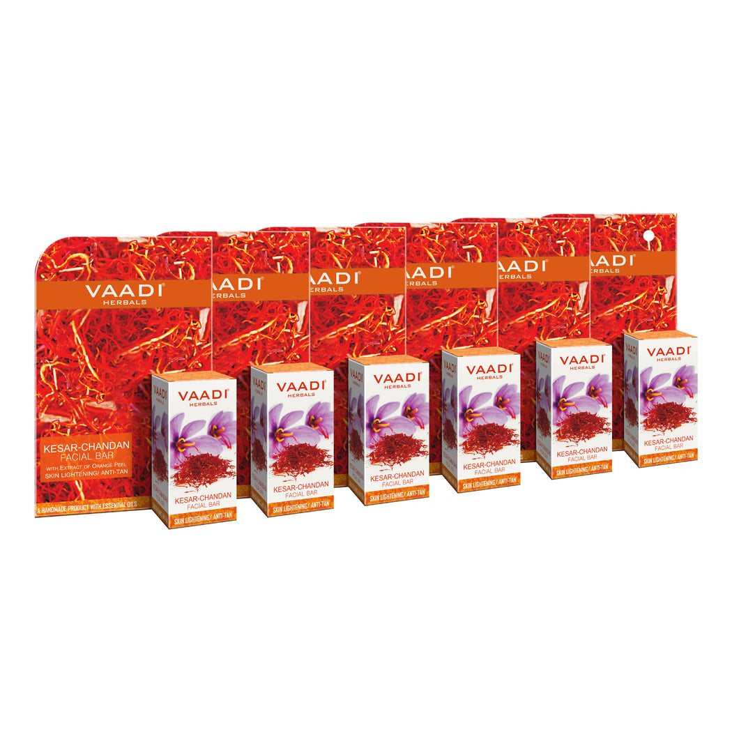 Organic Saffron Sandal Facial Bar with Orange Peel Extract - Lightens Marks- Makes Skin Flawless (6 x 25 gms/0.9 oz)