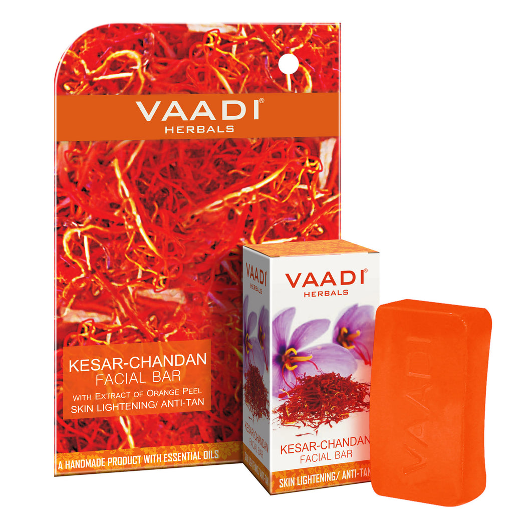Organic Saffron Sandal Facial Bar with Orange Peel Extract - Lightens Marks- Makes Skin Flawless (25 gms/0.9 oz)