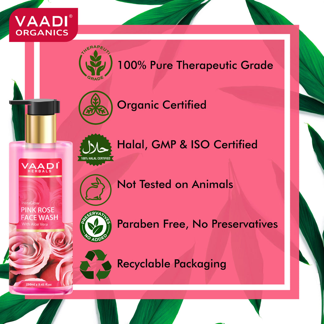 Insta Glow Pink Rose Face wash with Aloe vera extract (250ml/8.45 fl oz)