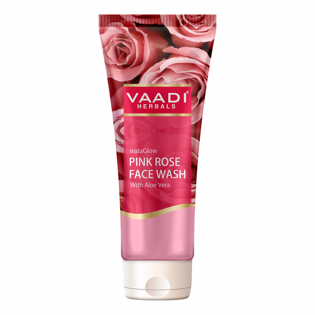 Insta Glow Organic Pink Rose Face wash with Aloe vera extract (60 ml/2.1 fl oz)