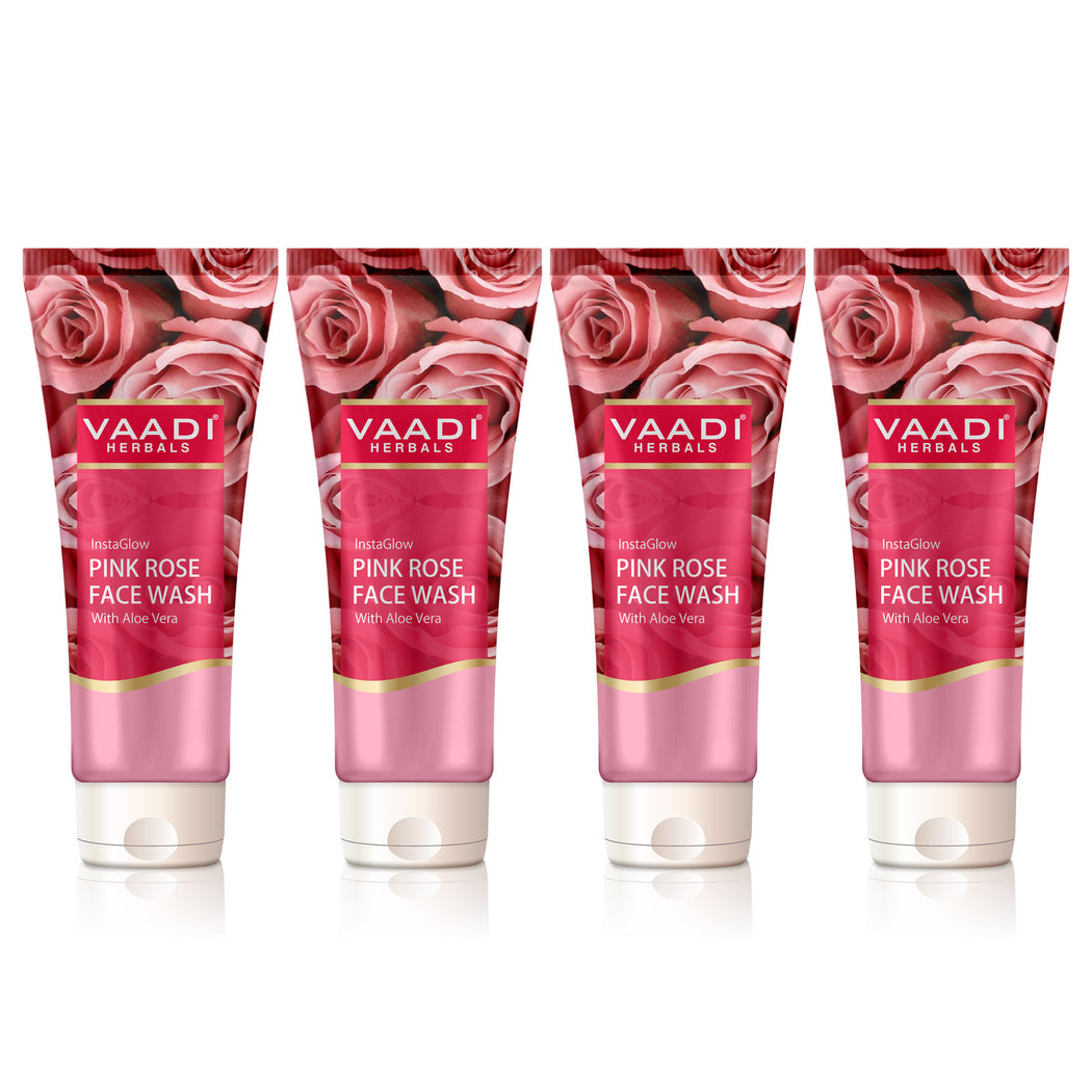 Insta Glow Pink Rose Face wash with Aloe vera extract (4 x 60 ml/2.1 fl oz)