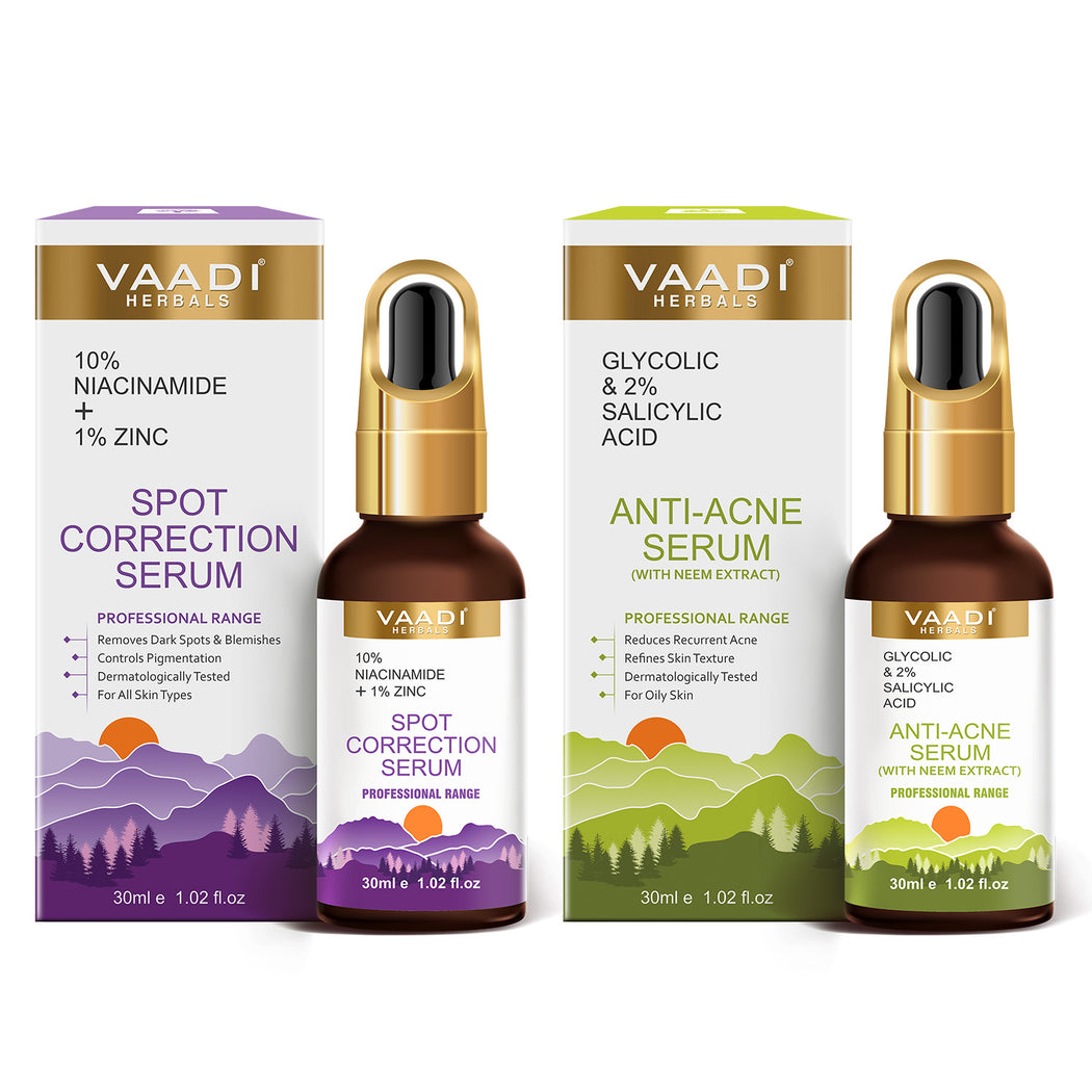 SKIN CLARITY DUO - AM PM COMBO - Spot Correction Serum & Anti Acne Serum With Glycolic & 2% Salicylic Acid (2 x 30 ml/ 12 fl oz)