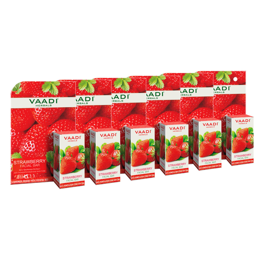 Organic Strawberry Facial Bar with Grapeseed Extract - Anti Ageing - Reduces Pigmentation (6 x 25 gms/0.9 oz)