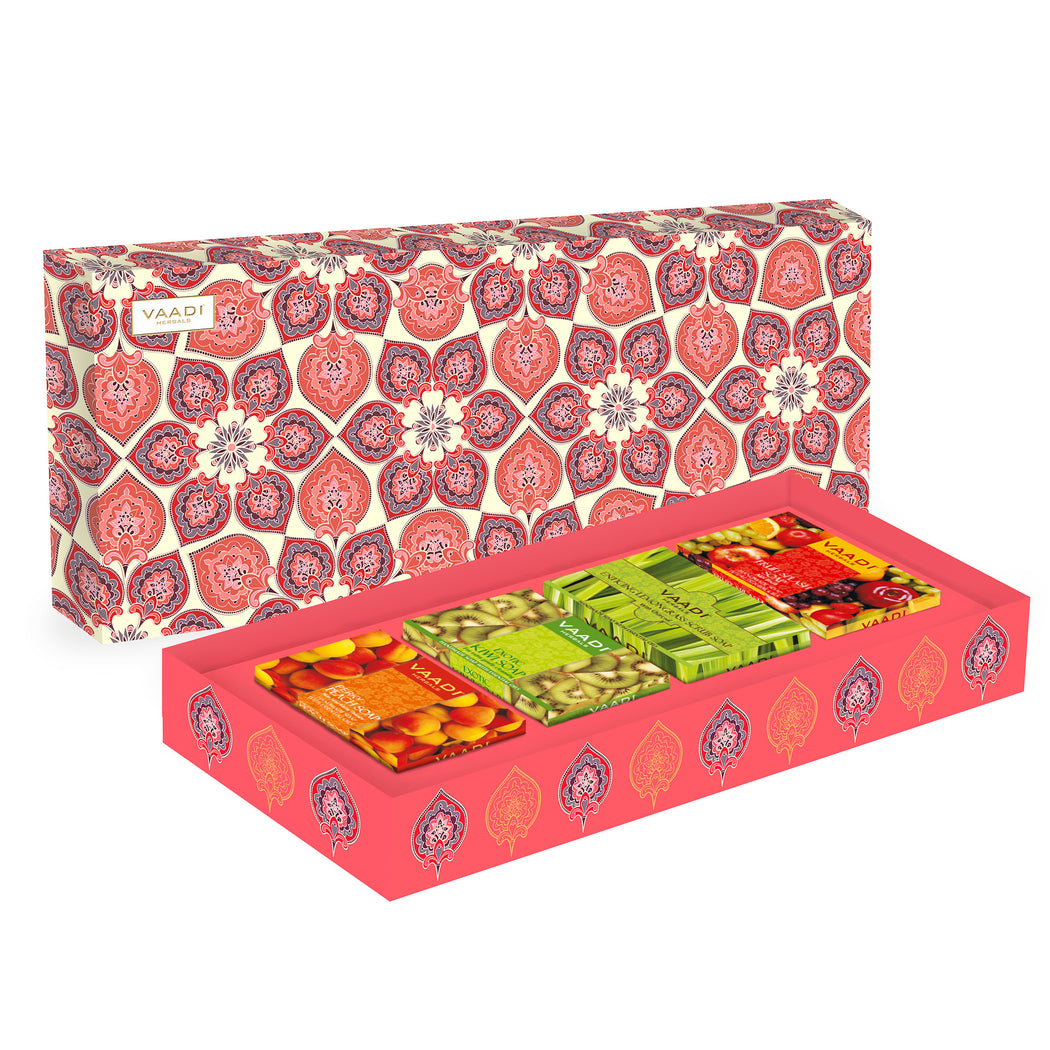 Classic Fruit Collection - 4 Premium Handmade Organic Soap Gift Box - Natural Skin Cleansing Bars for All Skin Types