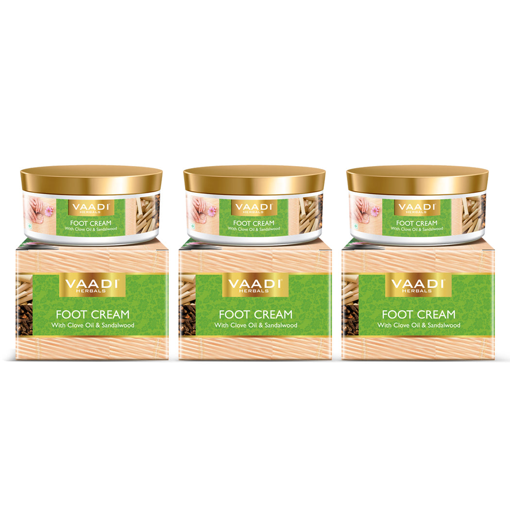 Organic Foot Cream with Clove & Sandalwood Oil - Softens Dry & Cracked Feet - Deep Moisturises (3 x 150 gms / 5.3 oz)
