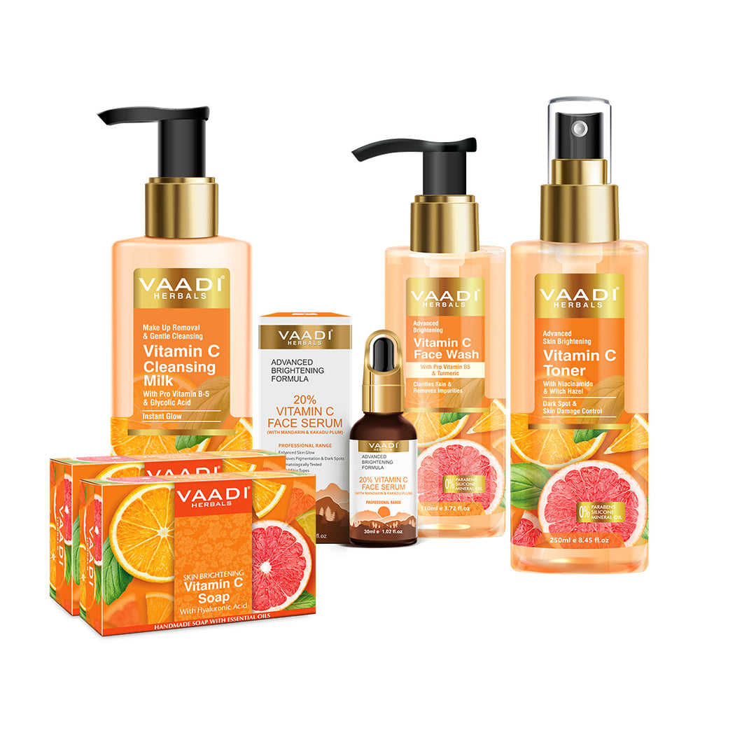 Vitamin C Intense Glow 5 Pcs Skin Care Set (Cleansing Milk, Face Wash, Toner, Serum & Soap)
