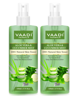 Pack of 2 Aloe Vera & Cucumber Mist - 100% Natural Skin T...