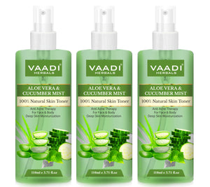Pack of 3 Aloe Vera & Cucumber Mist - 100% Natural Skin T...
