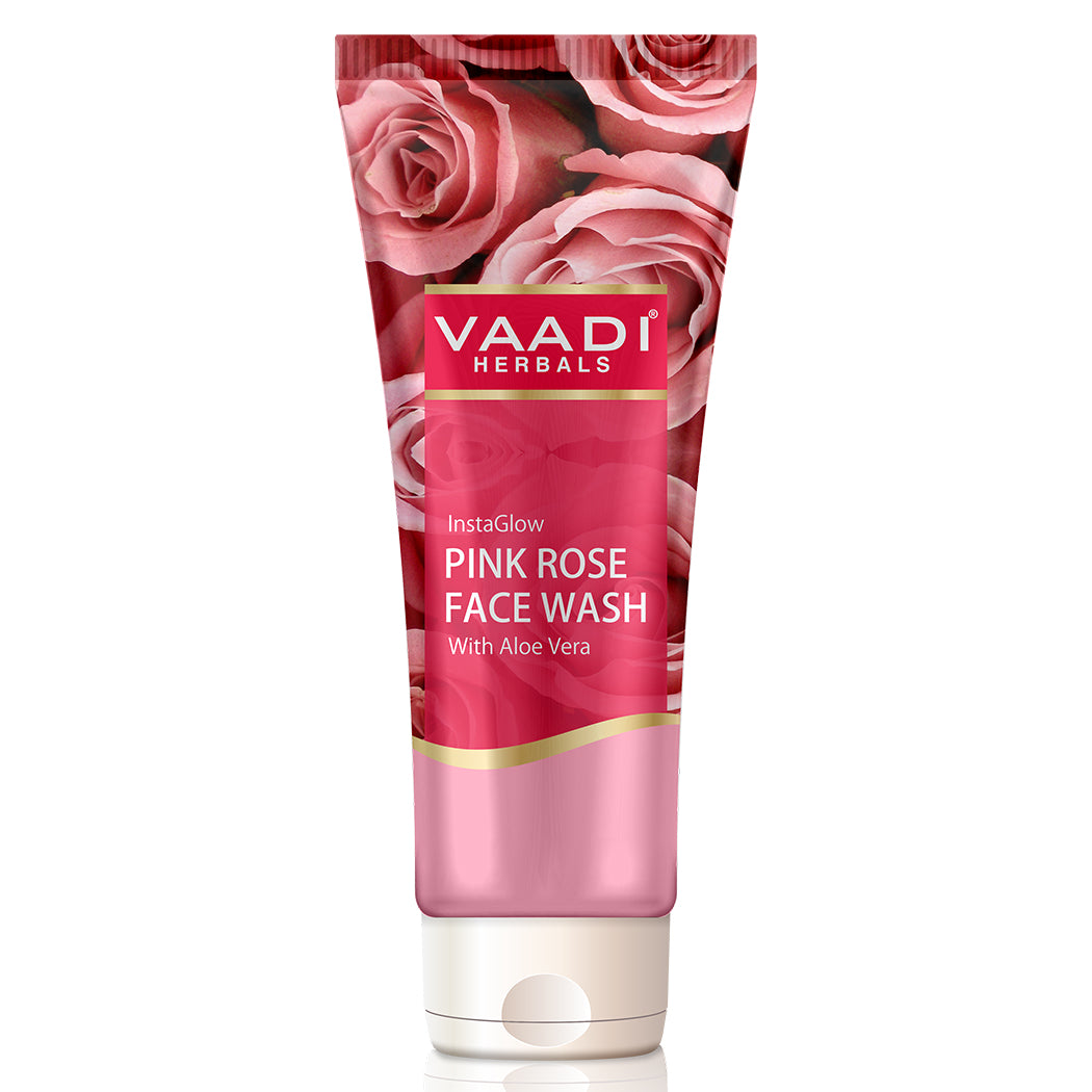 Insta Glow Organic Pink Rose Face wash with Aloe vera extract (60 ml/2.1 fl oz)