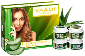 Anti Acne Organic Aloe Vera Facial Kit - Clears Skin Deep...