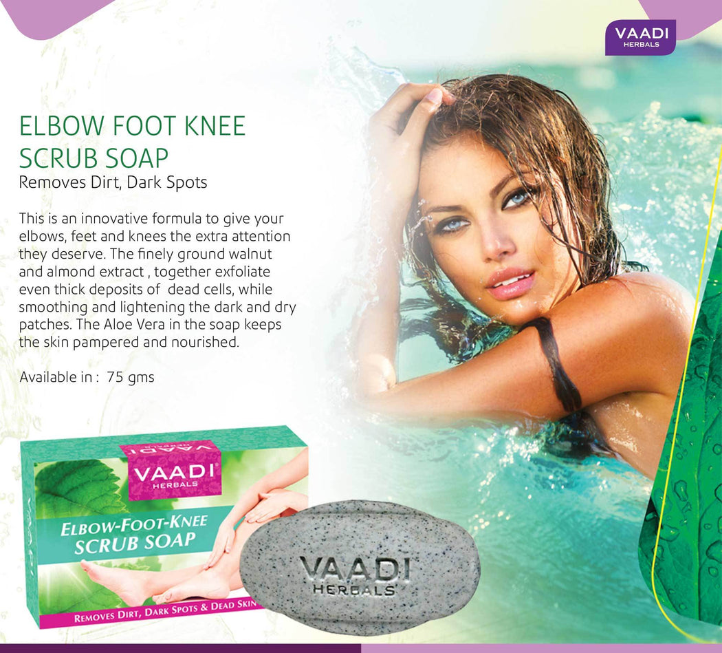 Organic Elbow Foot Knee Scrub Soap with Almond & Walnut - Removes Dead Skin - Makes Skin Soft (75 gms / 2.7 oz)