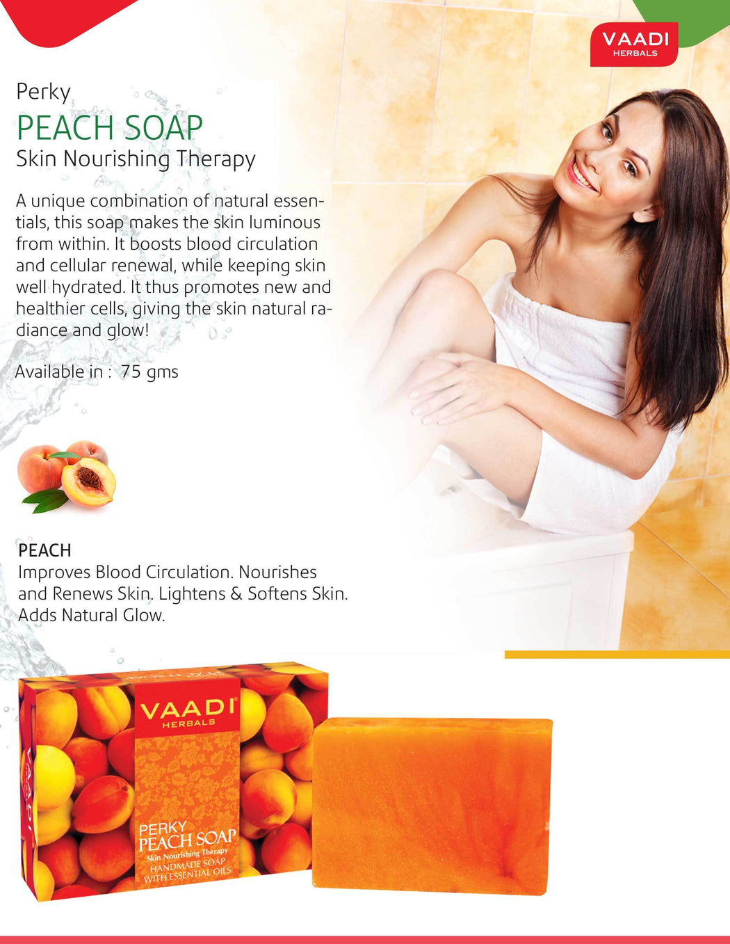 Organic Perky Peach Soap with Almond Oil - Skin Nourishing - Rehydrates (3 x 75 gms / 2.7 oz)