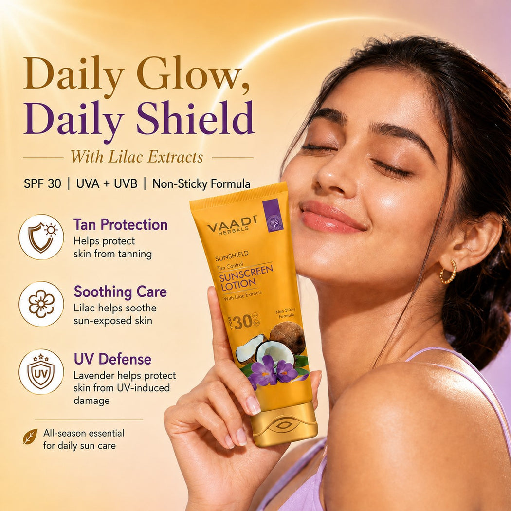 Organic Sunscreen Lotion SPF 30 wth Lilac Extract - Anti oxidant Rich - Long Lasting - Protects from Sun Tan (3 x 110 ml / 4 fl oz)