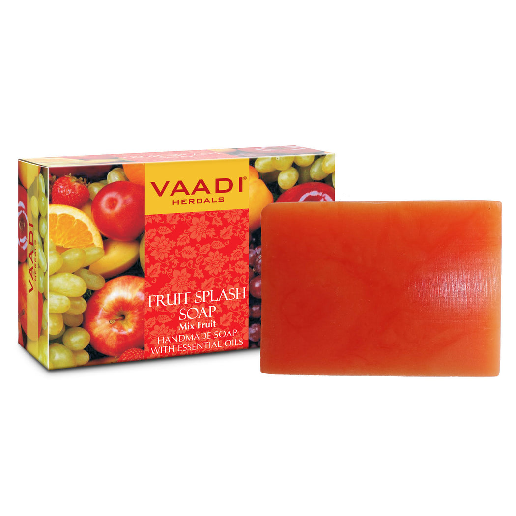 Organic Fruit Splash Soap with Orange, Peach, Lemon & Green Apple - Multivitamin Rich - Keeps Skin Nourished (75 gms/2.7 oz)