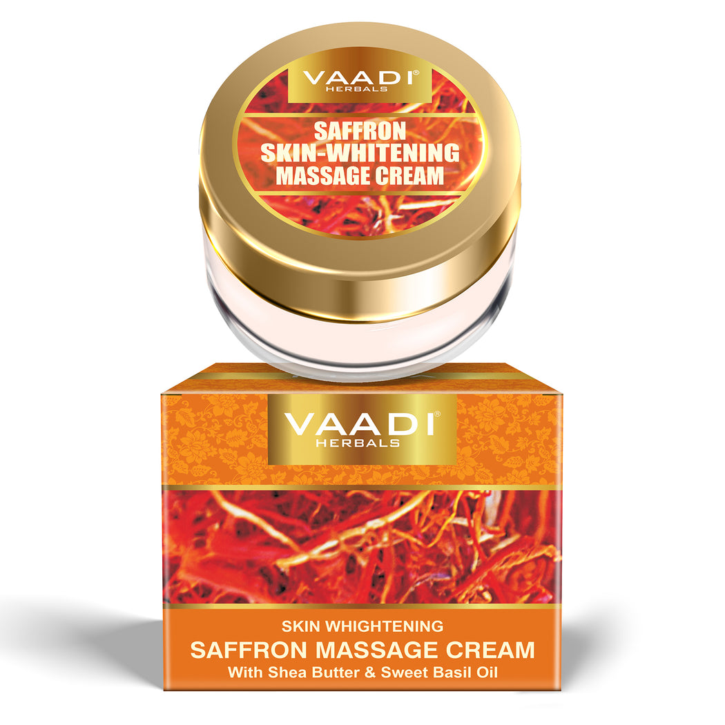 SKIN WHITENING SAFFRON MASSAGE CREAM WITH SHEA BUTTER & SWEET BASIL OIL  (25 gms/0.9 oz)