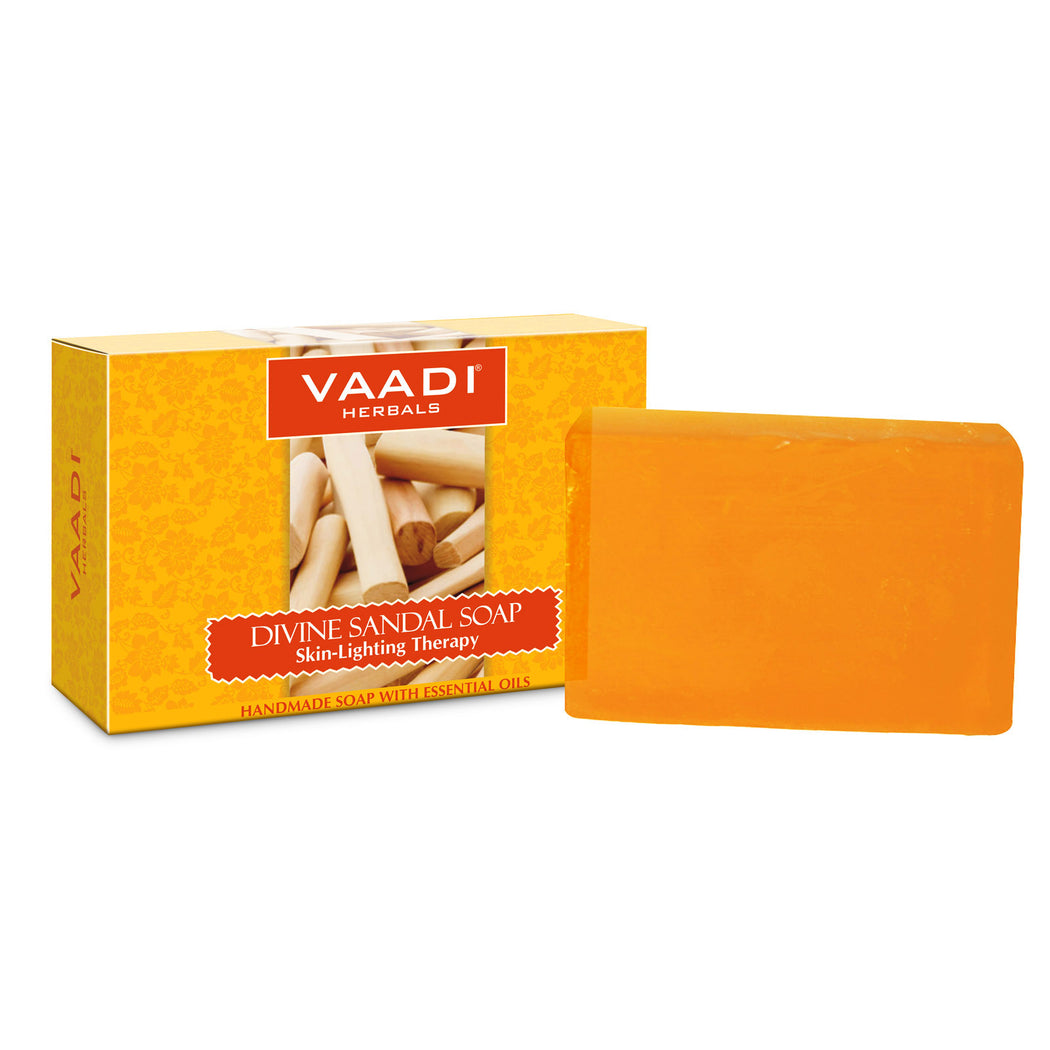 Organic Divine Sandal Soap with Saffron & Turmeric - Skin Lightening Therapy - Lightens Tan & Blemishes (75 gms / 2.7 oz)