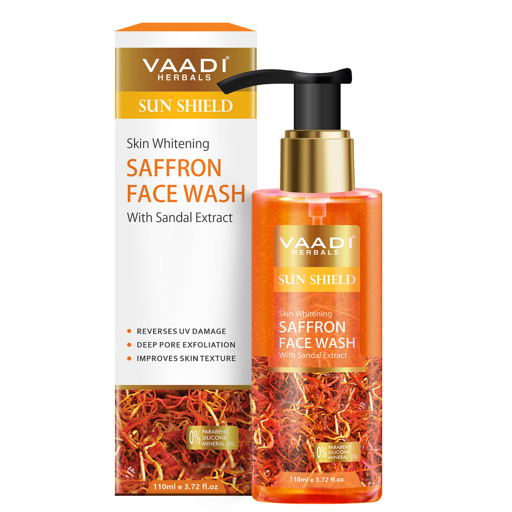 Organic Skin Whitening Saffron Face Wash With Sandal Extract (110 ml /3.72 fl oz)