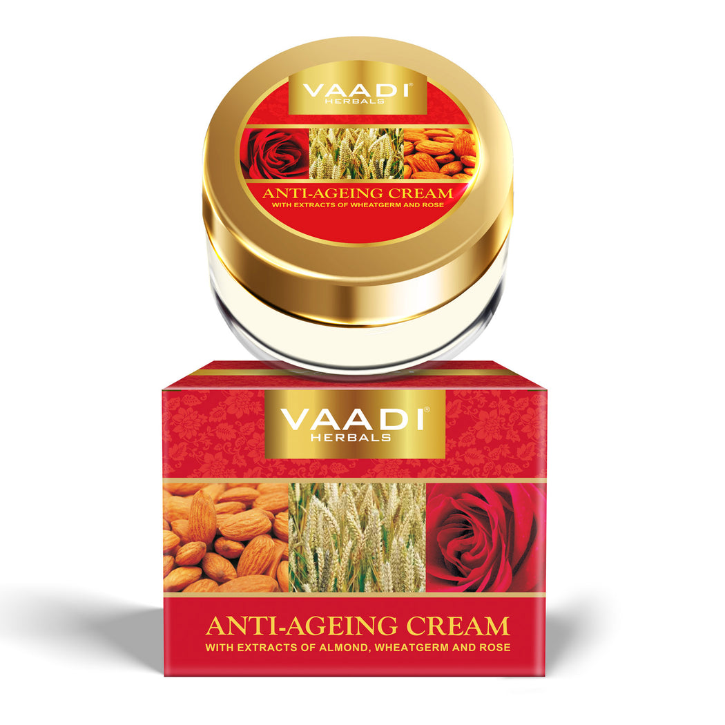 Organic Anti Ageing Cream with Almond, Wheatgerm - Boosts Collagen & Delays Wrinkles - Keeps Skin Soft & Youthful ( 30 gms / 1.1 oz)