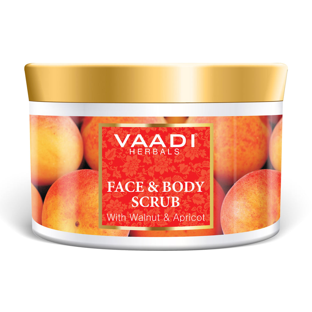 Organic Face & Body Scrub with Walnut & Apricot - Exfoliates & Unclogs Pores - Keeps Skin Youthful ( 500 gms / 17.7 oz)