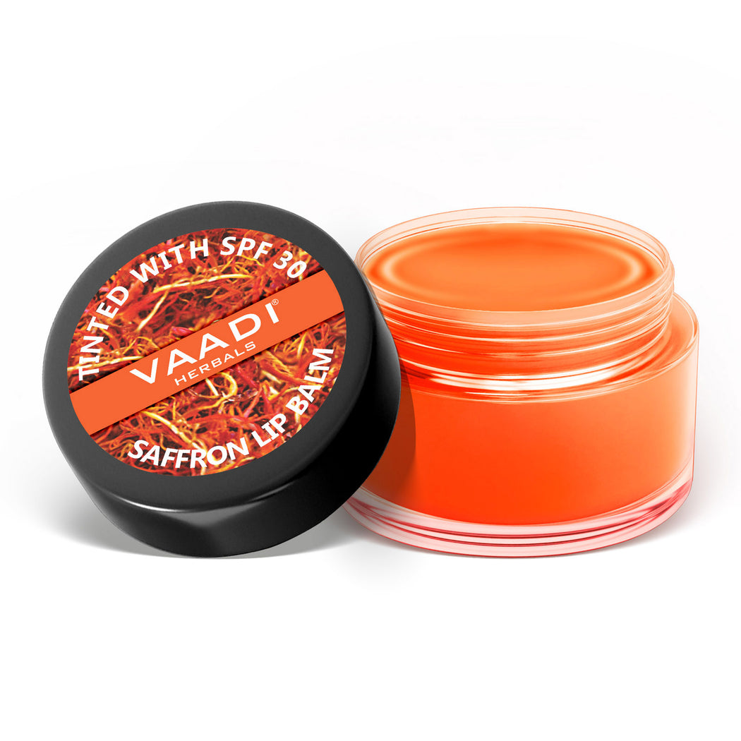 Tinted Saffron Lip Balm with SPF30 for Dry, Chapped & Sun Damaged Lips (10 gms / 0.4 oz)