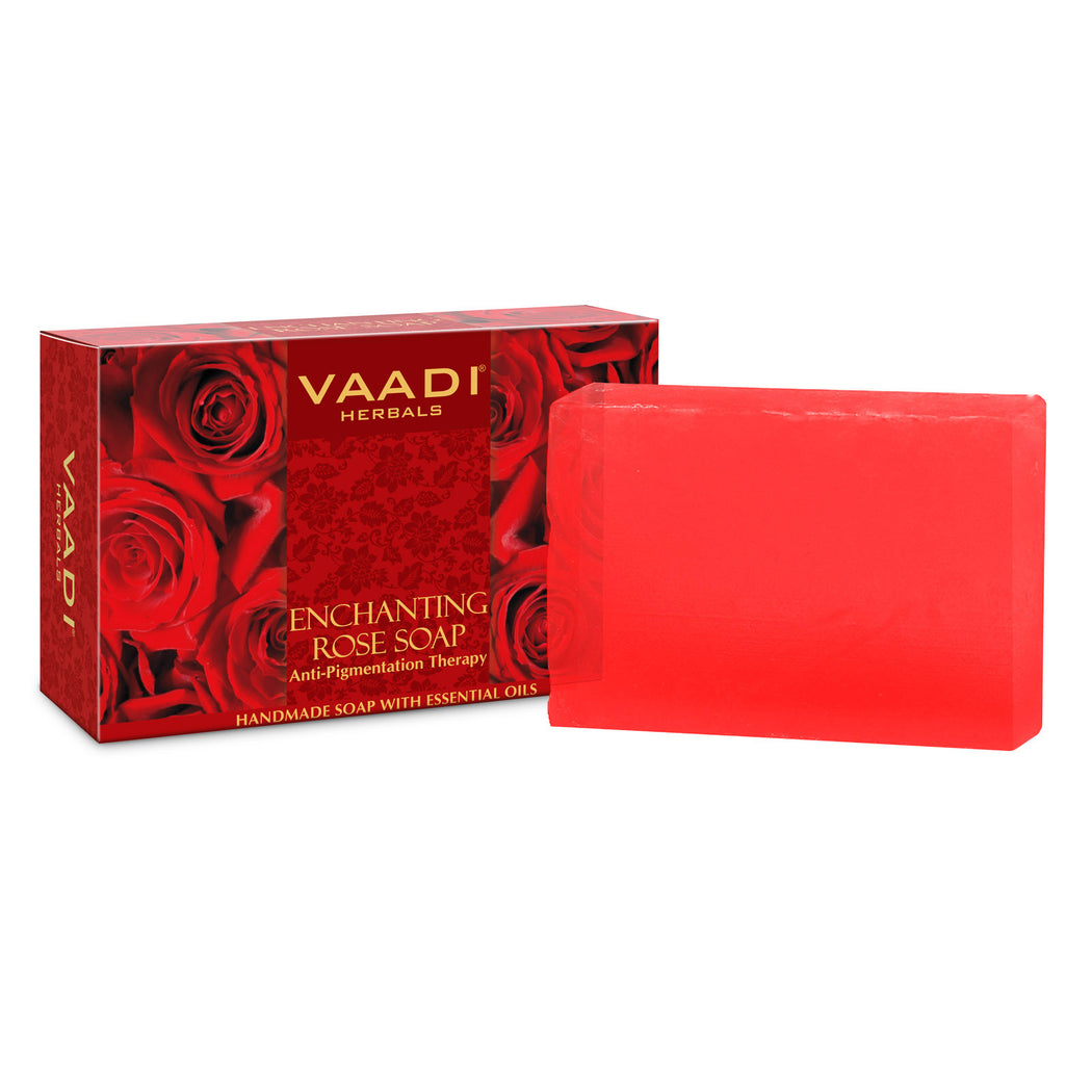 Enchanting Organic Rose Soap with Mulberry Extract - Anti Pigmentation Therapy - Lightens Dark Spots & Patches (75 gms/2.7 oz)