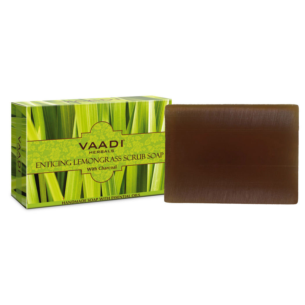 Enticing Organic Lemongrass Soap with Charcoal - Exfoliates & Polishes Skin - Makes Skin Smooth (75 gms / 2.7 oz)