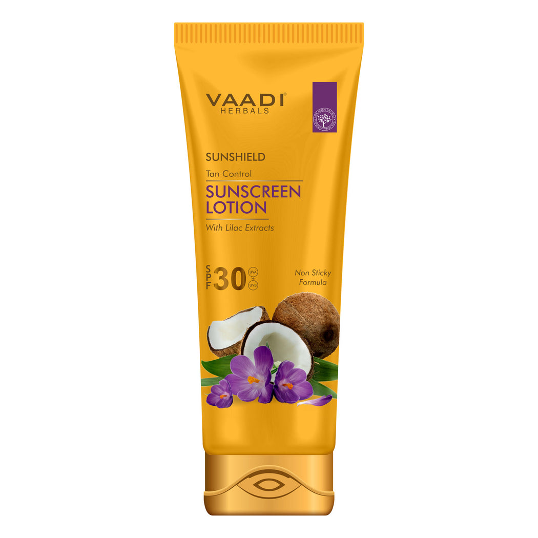 Organic Sunscreen Lotion SPF 30 wth Lilac Extract - Anti oxidant Rich - Long Lasting - Protects from Sun Tan (110 ml / 4 fl oz)