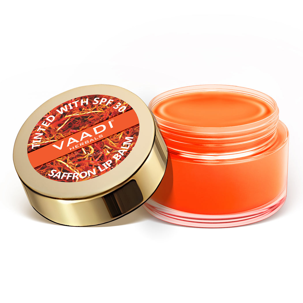 Tinted Saffron Lip Balm with SPF30 for Dry, Chapped & Sun Damaged Lips (10 gms / 0.4 oz)