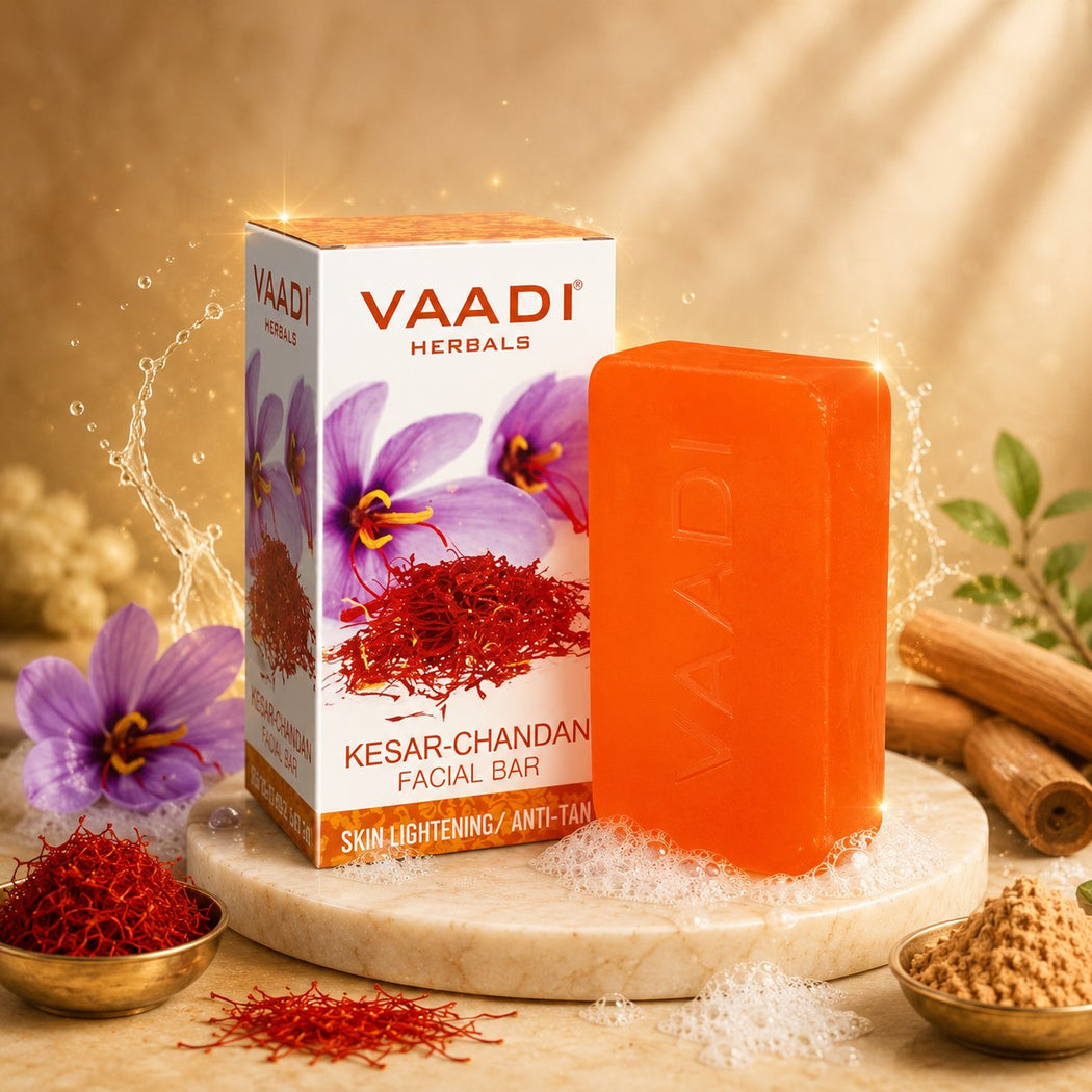 Organic Saffron Sandal Facial Bar with Orange Peel Extract - Lightens Marks- Makes Skin Flawless (4 x 25 gms/0.9 oz)