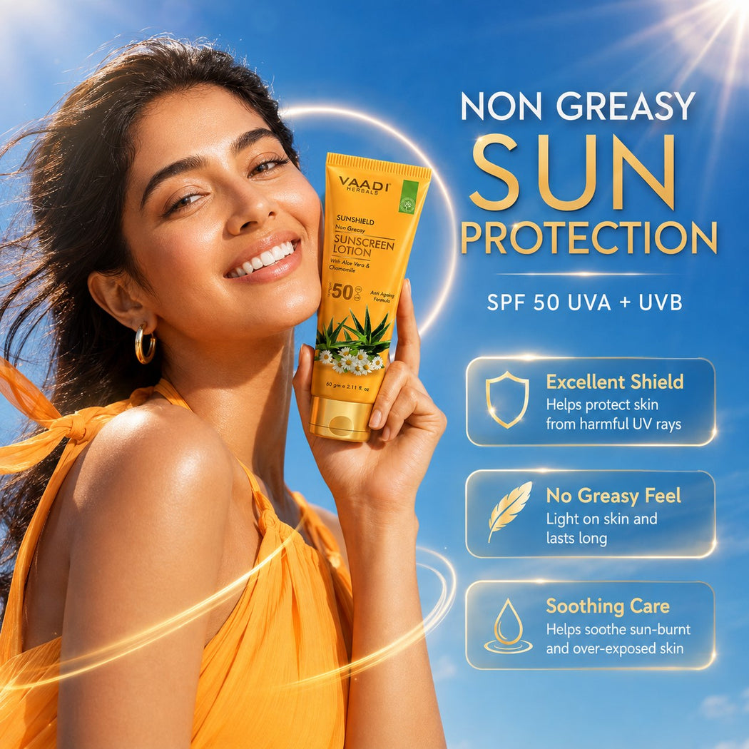 Organic Sunscreen Lotion SPF 50 with Aloe Vera & Chamomile - Non Greasy - Long Lasting - Soothes Burnt Skin (2 x 110 ml/ 4 fl oz)