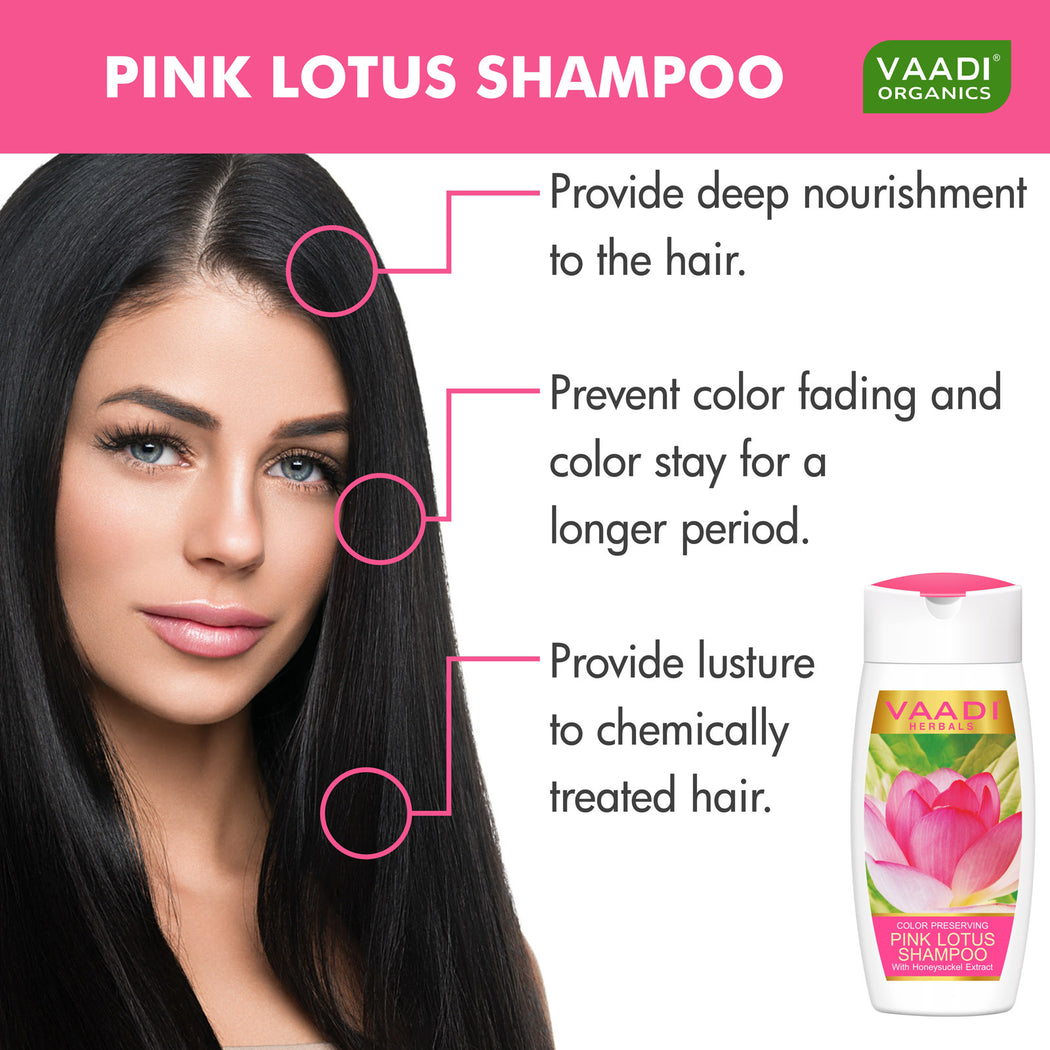 Color Preserving Organic Pink Lotus Shampoo with Honeysuckle Extract - Nourishes Treated Hair - Moisturizes Hair (110ml / 4 fl oz)