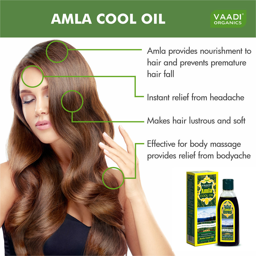 Organic Triphla Almond Cool Oil - Relieves Headache & Muscle Pain - Prevents Hairfall - Strengthens Hair and Body (100ml/3.5 fl oz)