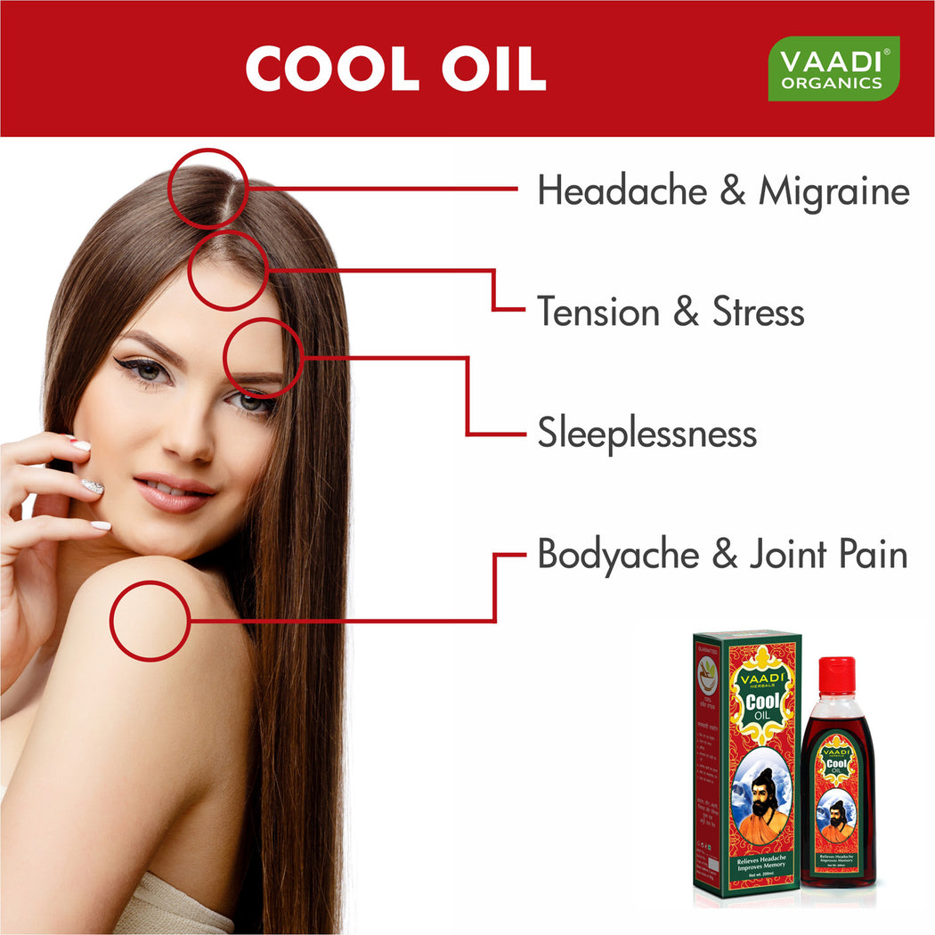 Organic Triphla Almond Cool Oil - Relieves Headache & Muscle Pain - Prevents Hairfall - Strengthens Hair and Body (2 x 200ml/7 fl oz)