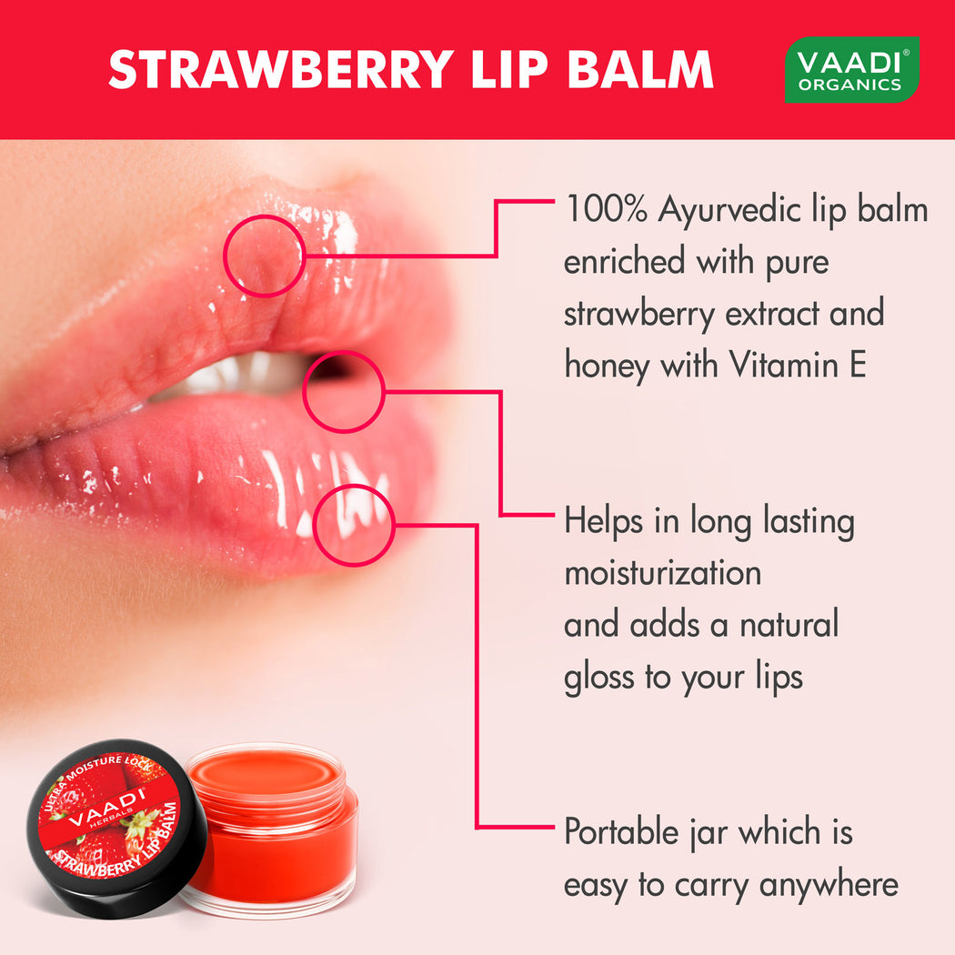 Nourishing Organic Strawberry and Honey Lip Balm (4 x 10 gms/0.4 oz)