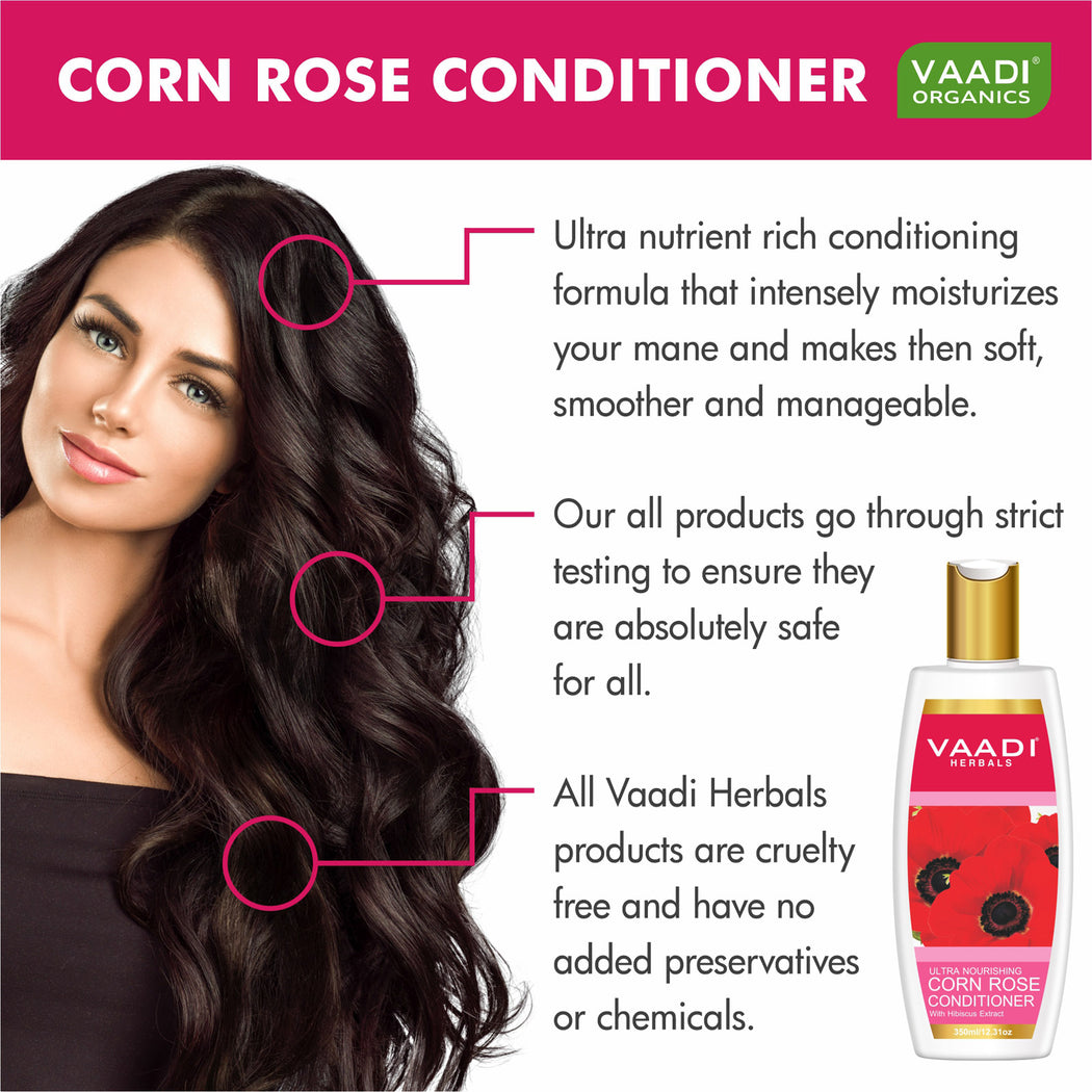 Hairfall & Damage Control Organic Shampoo (Indian Gooseberry Extract) - Ultra Nutrient Rich Corn Rose Conditioner with Hibiscus Extract (2 x 350 ml / 12 fl oz)