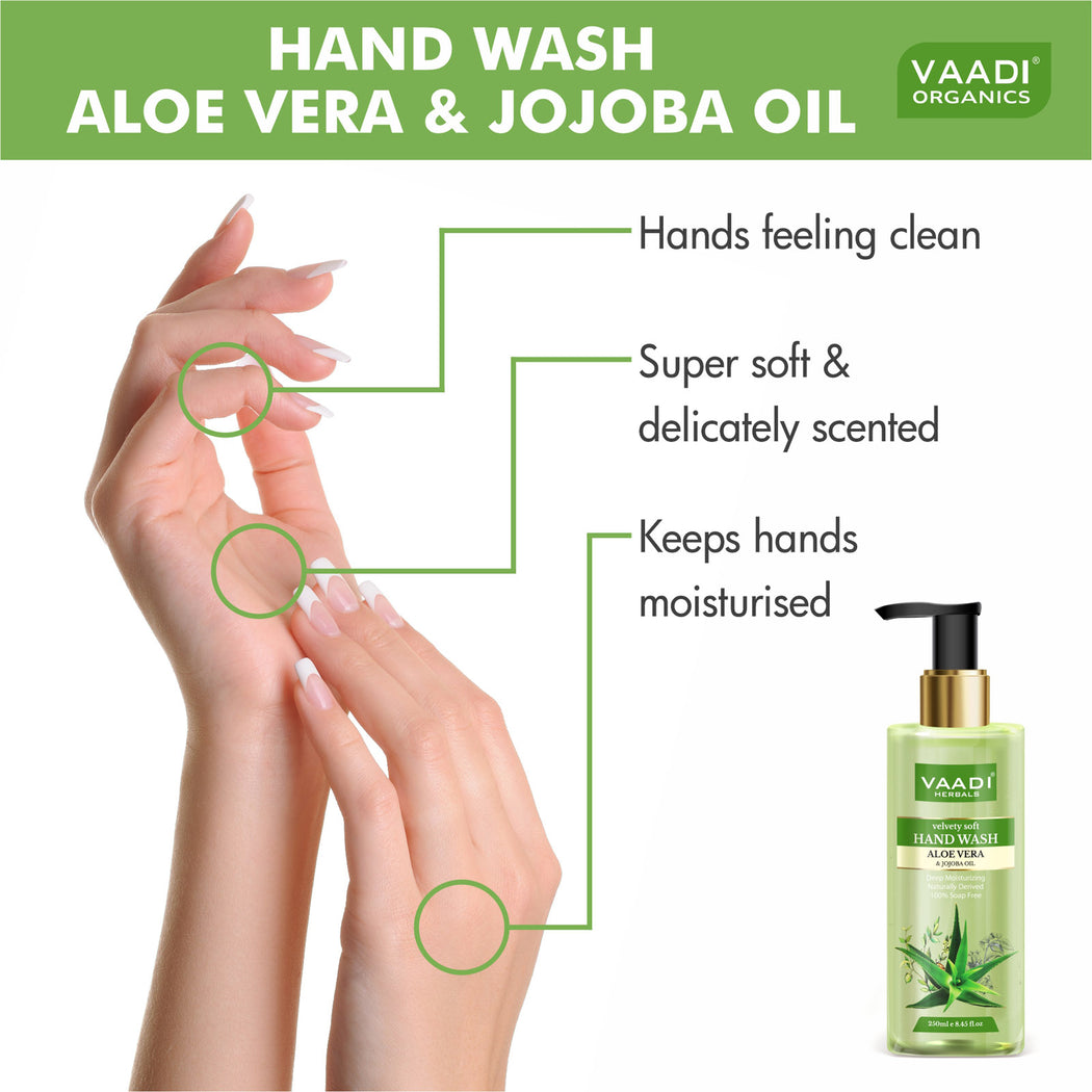 Velvety Soft Organic Aloe Vera & Jojoba Oil Hand Wash (250 ml / 8.5 fl oz )