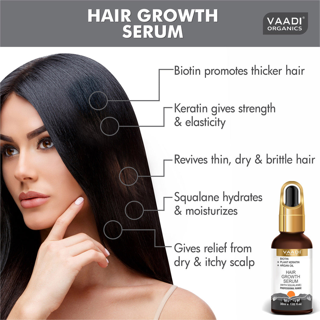 BIOTIN + Plant Keratin HAIR GROWTH SERUM (With Argan Oil & Squalane) (30 ml / 1.02 fl.oz) (Pack of 2)