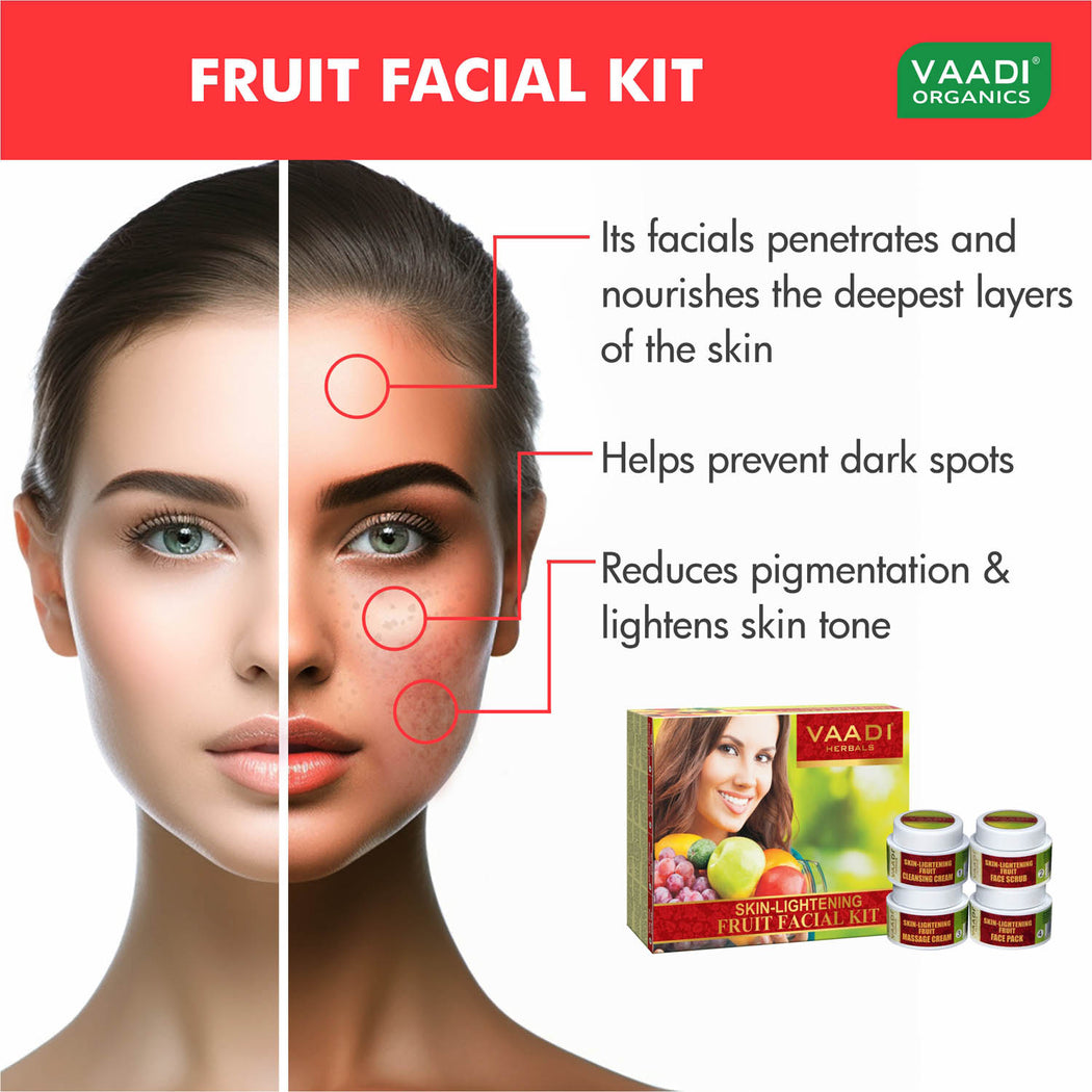 Skin Lightening Organic Fruit Facial Kit - For Deep Nourishment - Reducing Marks (70 gms / 2.5 oz)