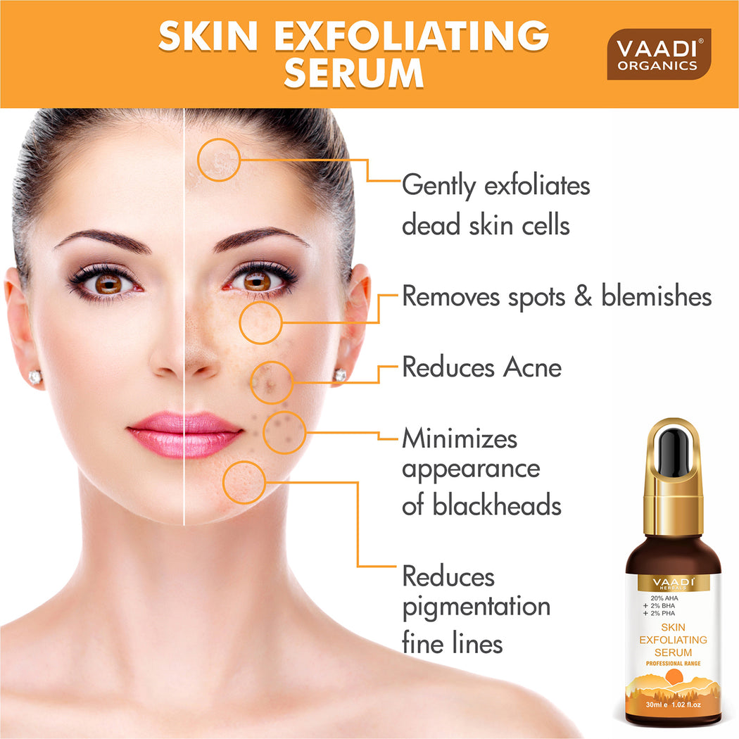 Organic Skin Exfoliating Serum With 20% AHA & 2% BHA & 2% PHA (30 gms / 1.02 fl.oz)